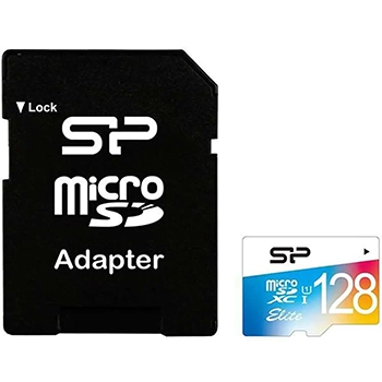  کارت حافظه microSDXC سیلیکون پاور مدل Color Elite کلاس 10 استاندارد UHS-I U1 سرعت 75MBps همراه با آداپتور SD ظرفیت 128 گیگابایت 